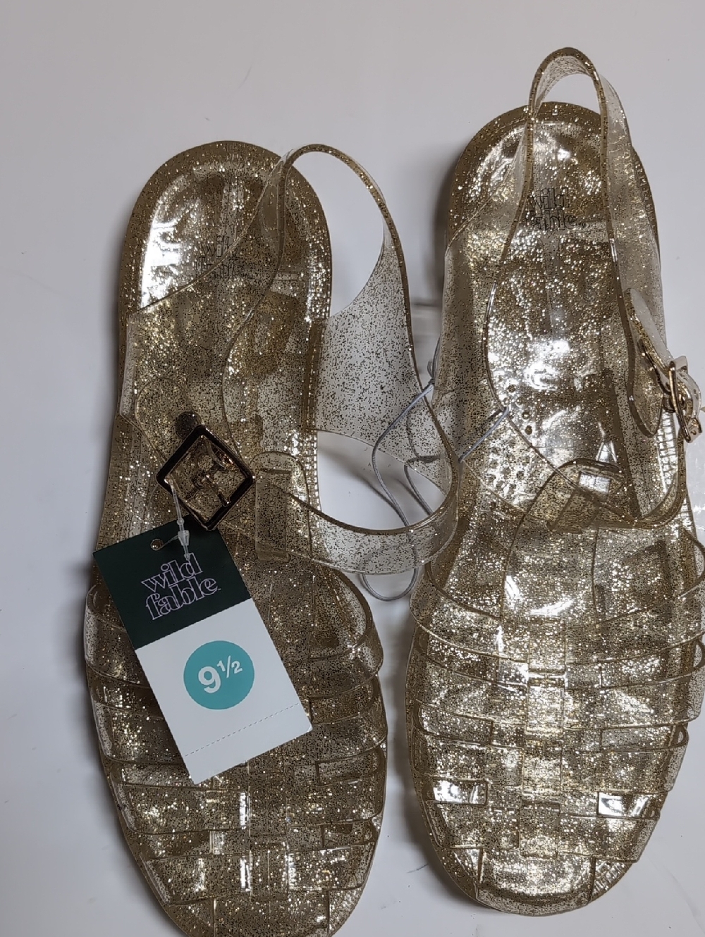 wild fable Gold Glitter Jelly Slingback Sandals